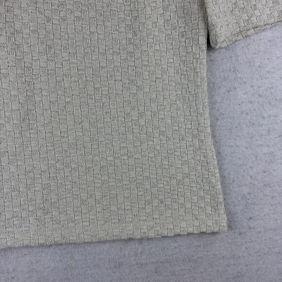 H&M Short Sleeve Weave Sweater Top Women's Small Ivory Mettalic Silver Tailored - Picture 4 of 12